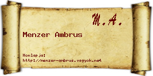 Menzer Ambrus névjegykártya